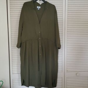 Old Navy olive green Long sleeve woman  dress XXL TTG